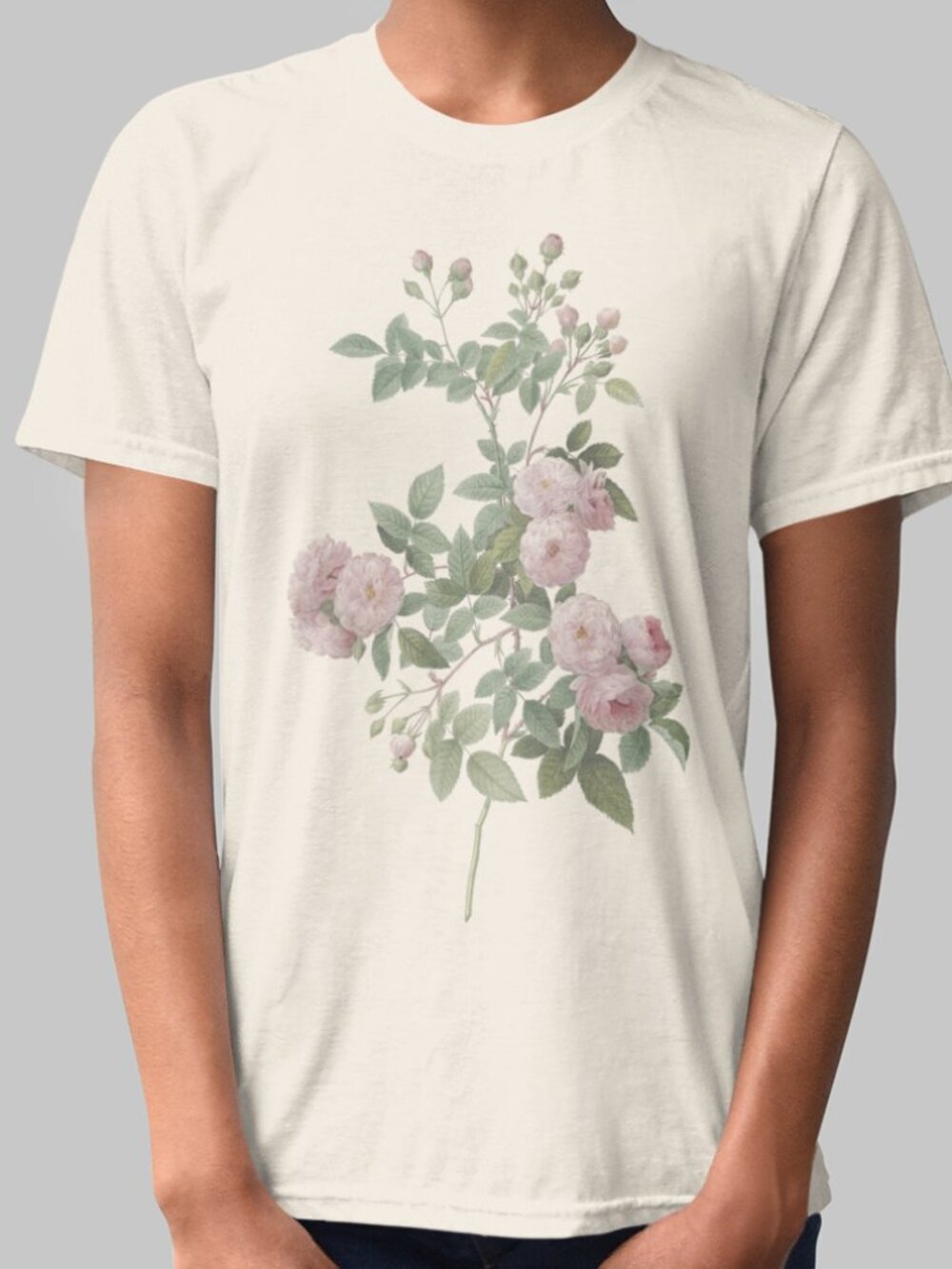 Rose Vintage Floral Print Short Sleeve Graphic Tee T-shirt S-XXL
